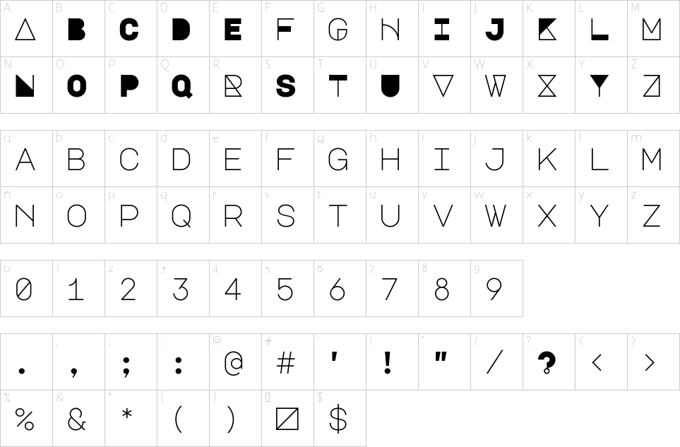 Mapa de caracteres da fonte Major Mono Display Font | 1001 Free Fonts