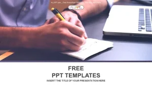 Makes a note at business document PowerPoint Templates