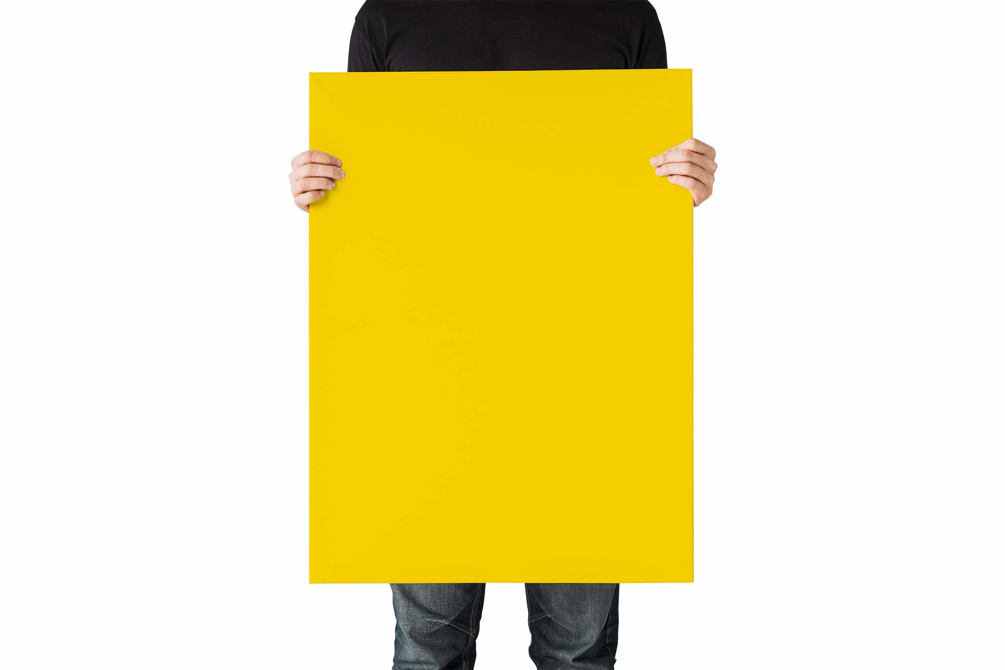 Man Holding a Poster Free Mockup (PSD)