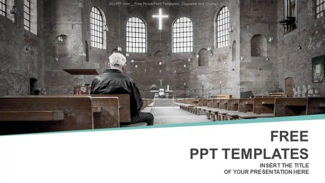 Man praying in church PowerPoint Templates
