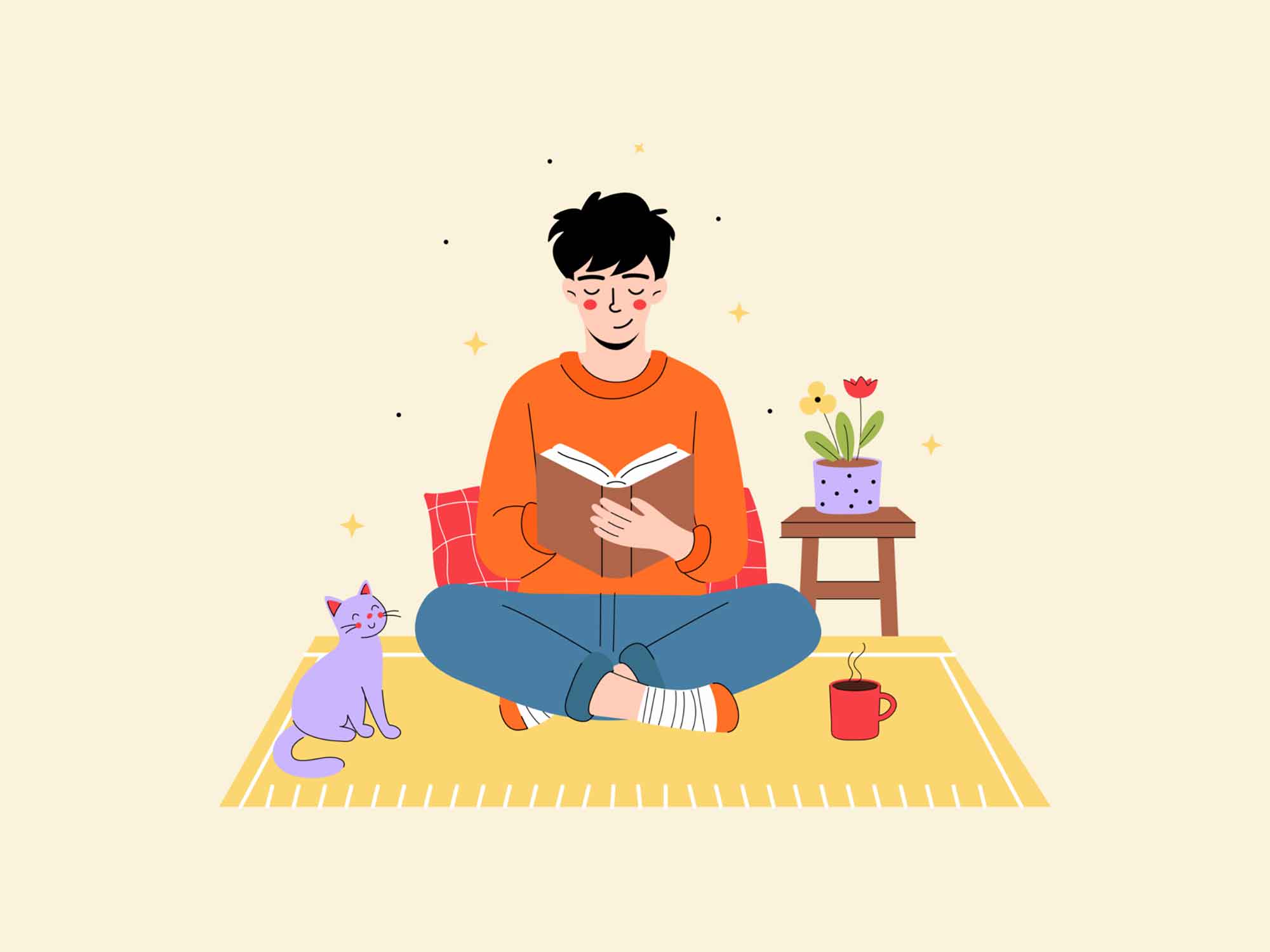 Man Reading a Book Illustration
