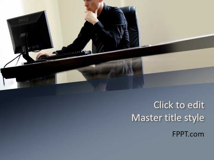 Man Working at Desk PowerPoint Template