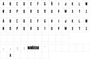 Mapa de caracteres da fonte Manhattan Font | 1001 Free Fonts