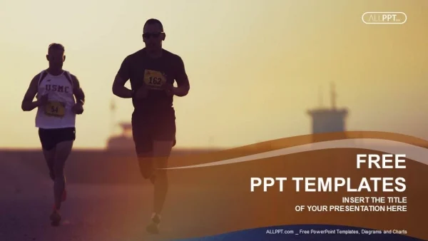 Marathon runners running on city road PowerPoint Templates