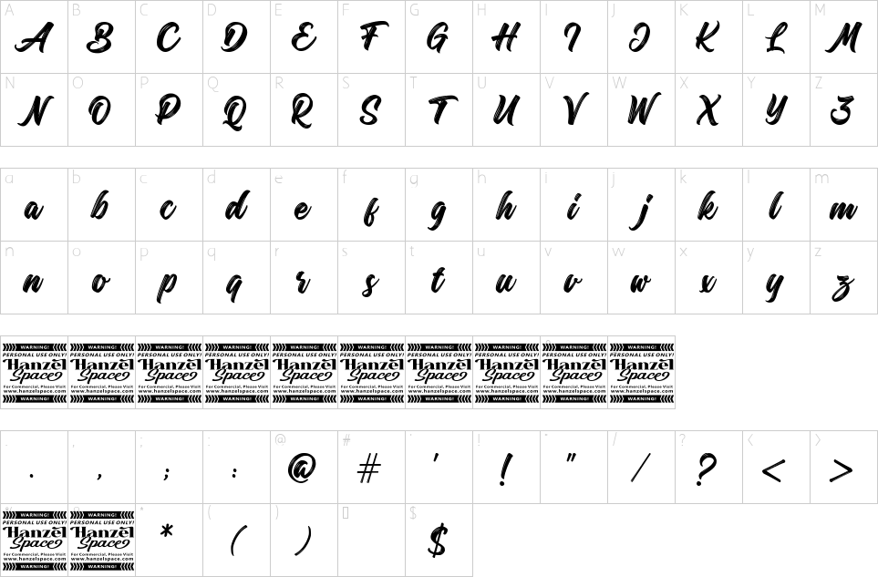 Mapa de caracteres da fonte Margadeth Font | 1001 Free Fonts