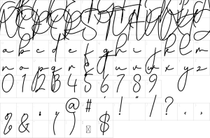 Mapa de caracteres da fonte Margareta Signature Font | 1001 Free Fonts