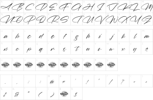 Mapa de caracteres da fonte Marie Glachith Font | 1001 Free Fonts