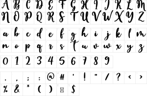 Mapa de caracteres da fonte Marley Font | 1001 Free Fonts