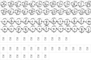 Mapa de caracteres da fonte Marliana Monogram Font