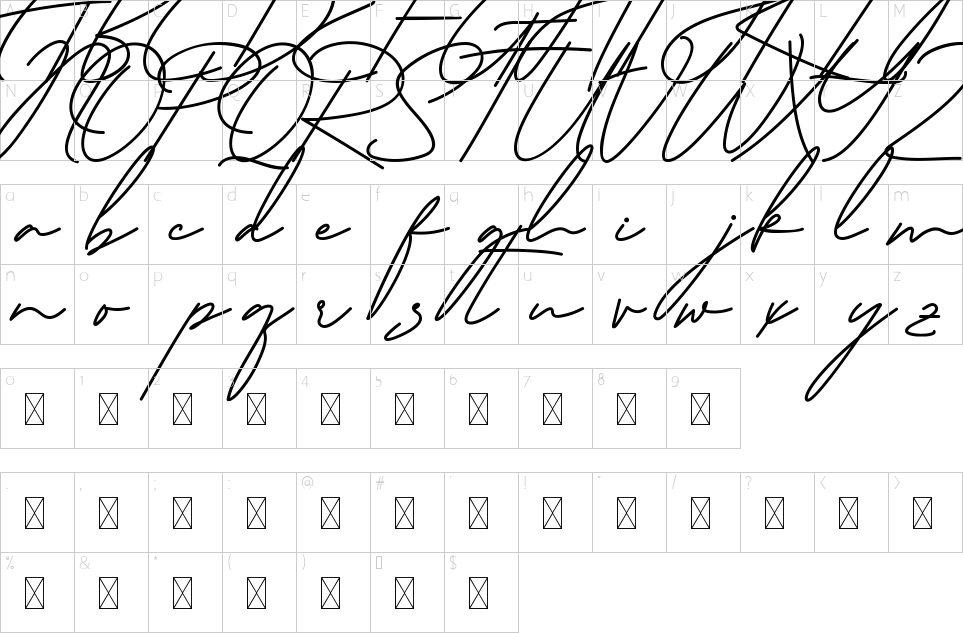 Mapa de caracteres da fonte Marlines Font | 1001 Free Fonts