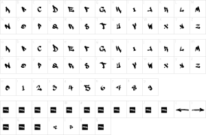 Mapa de caracteres da fonte Marsneveneksk Font