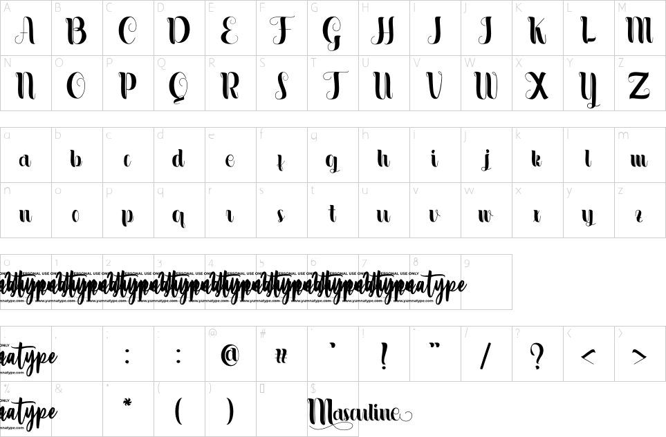 Mapa de caracteres da fonte Masculine Font | 1001 Free Fonts