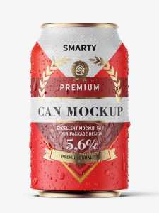 Matt beer can with condensation mockup / 330 ml