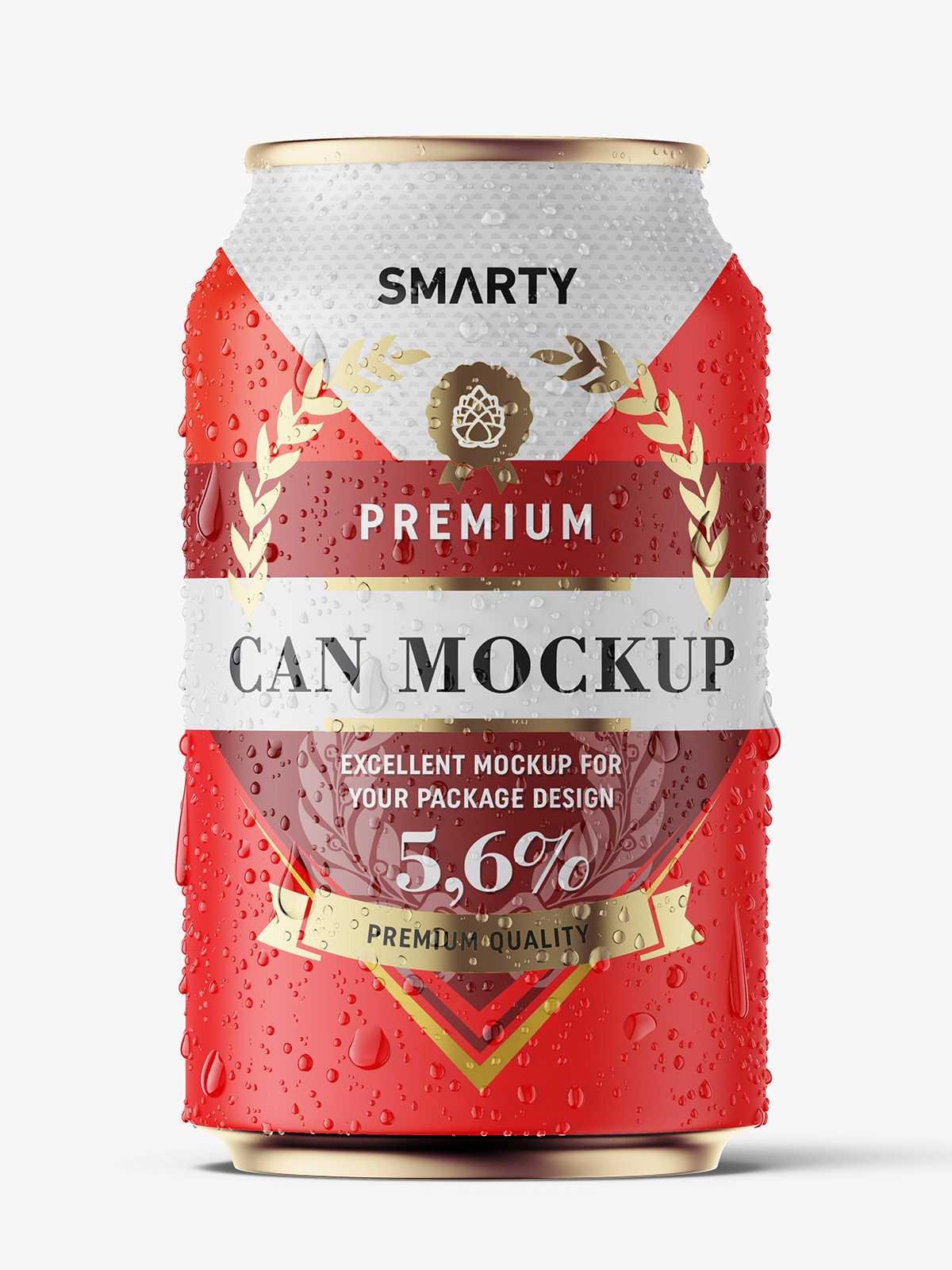 Matt beer can with condensation mockup / 330 ml