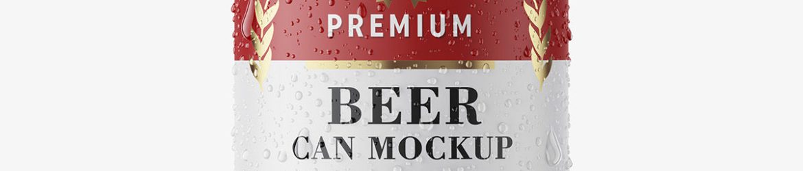 Matt beer can with condensation mockup / 500 ml