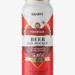 Matt beer can with condensation mockup / 500 ml