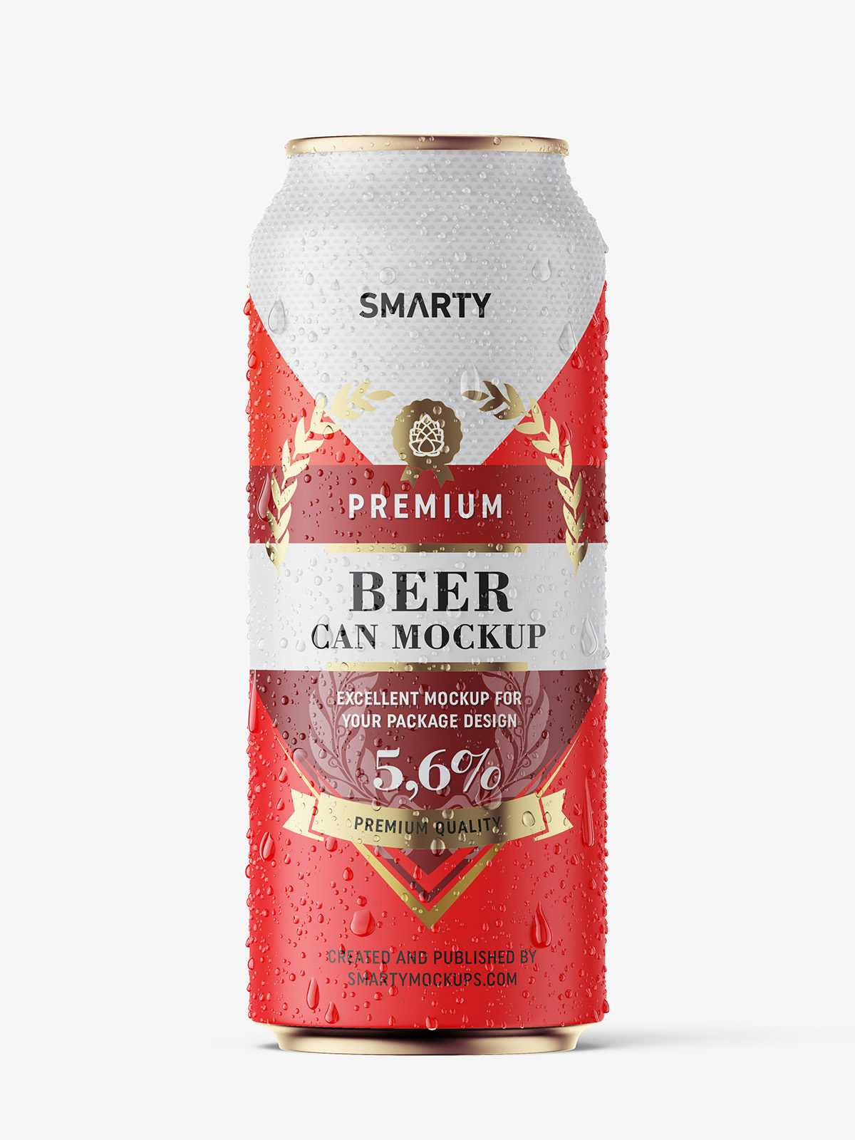 Matt beer can with condensation mockup / 500 ml