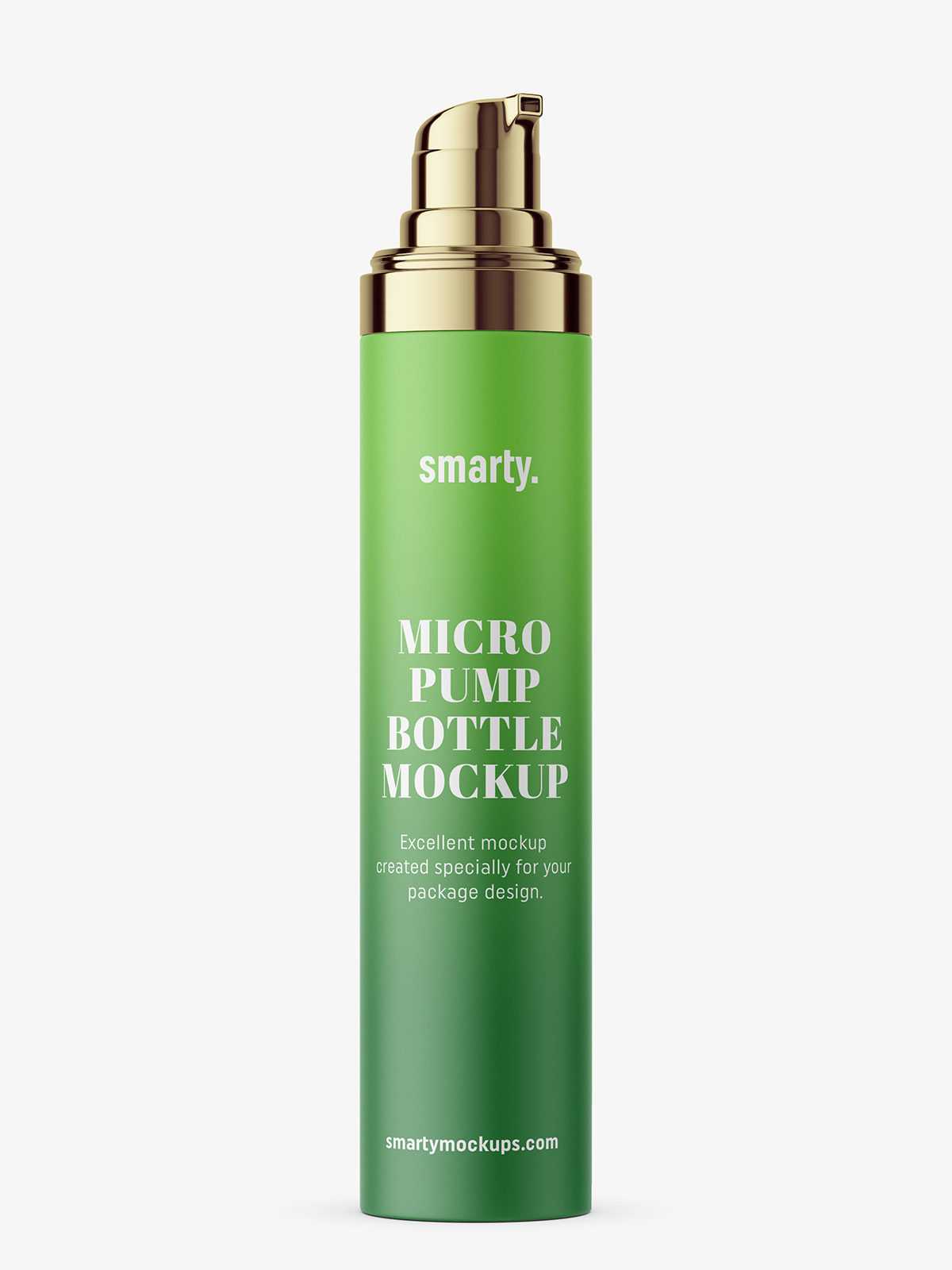 Matt bottle with metallic micro pump