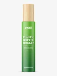 Matt bottle with wooden cap mockup