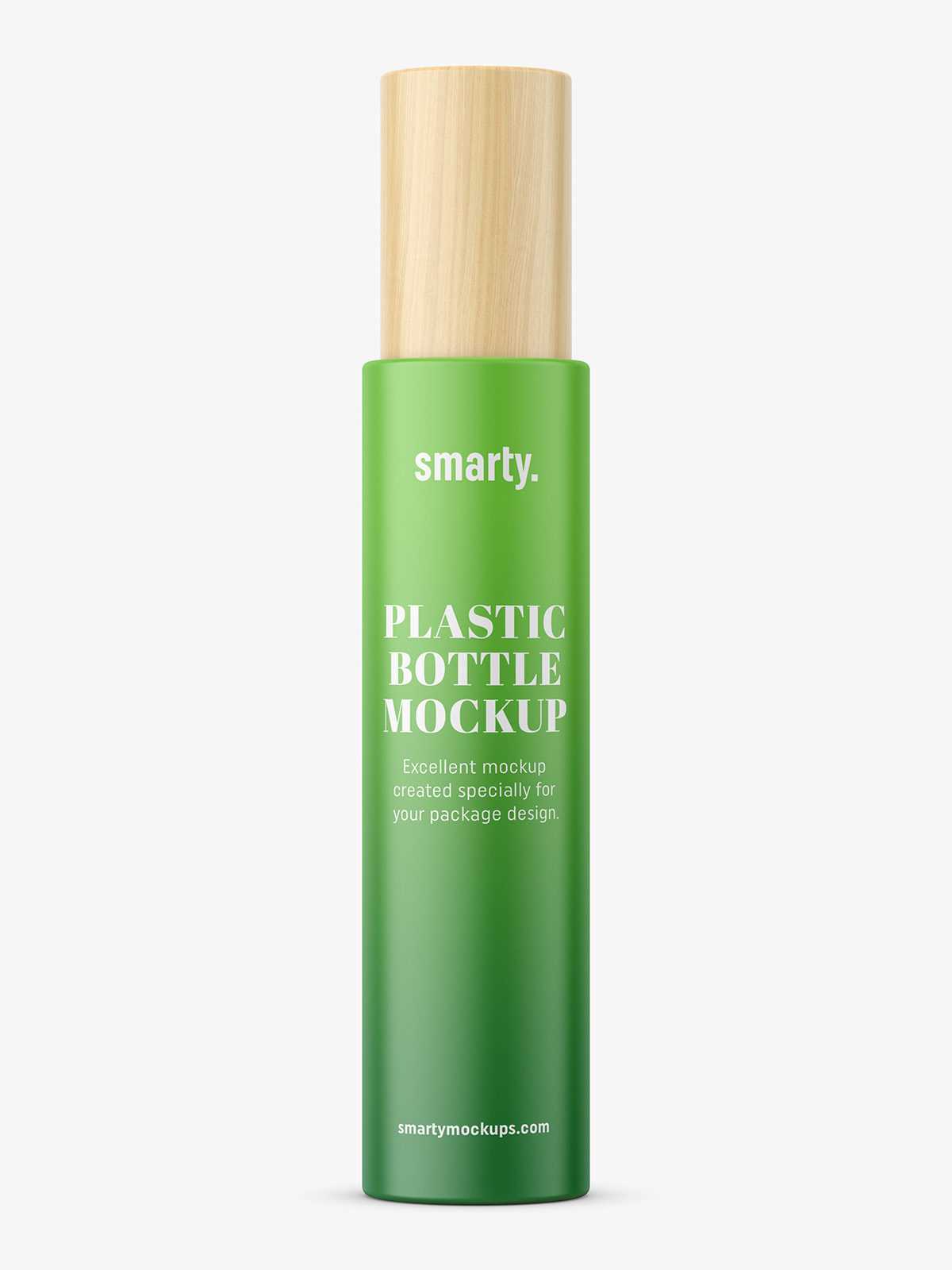 Matt bottle with wooden cap mockup