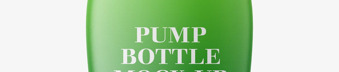 Matt cosmetic bottle with pump mockup