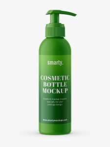 Matt cosmetic bottle with pump mockup