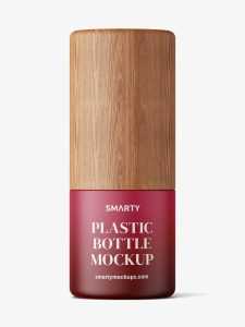Matt cosmetic bottle with wooden cap