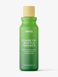 Matt cosmetic bottle with wooden cap
