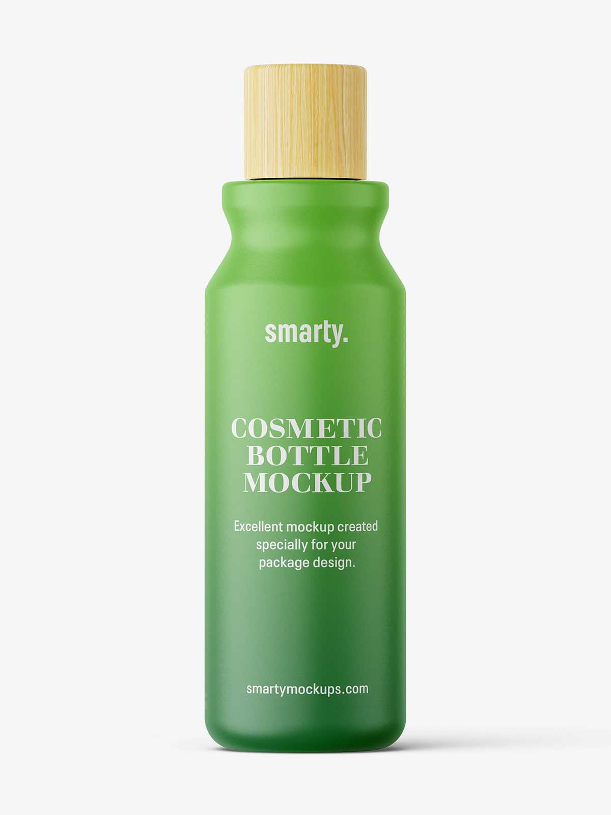 Matt cosmetic bottle with wooden cap