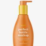 Matt curved bottle with pump mockup