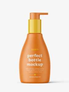 Matt curved bottle with pump mockup