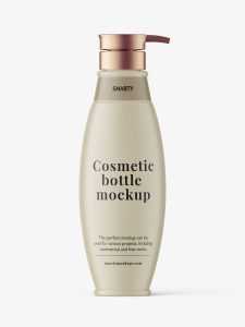 Matt oval bottle with a pump mockup