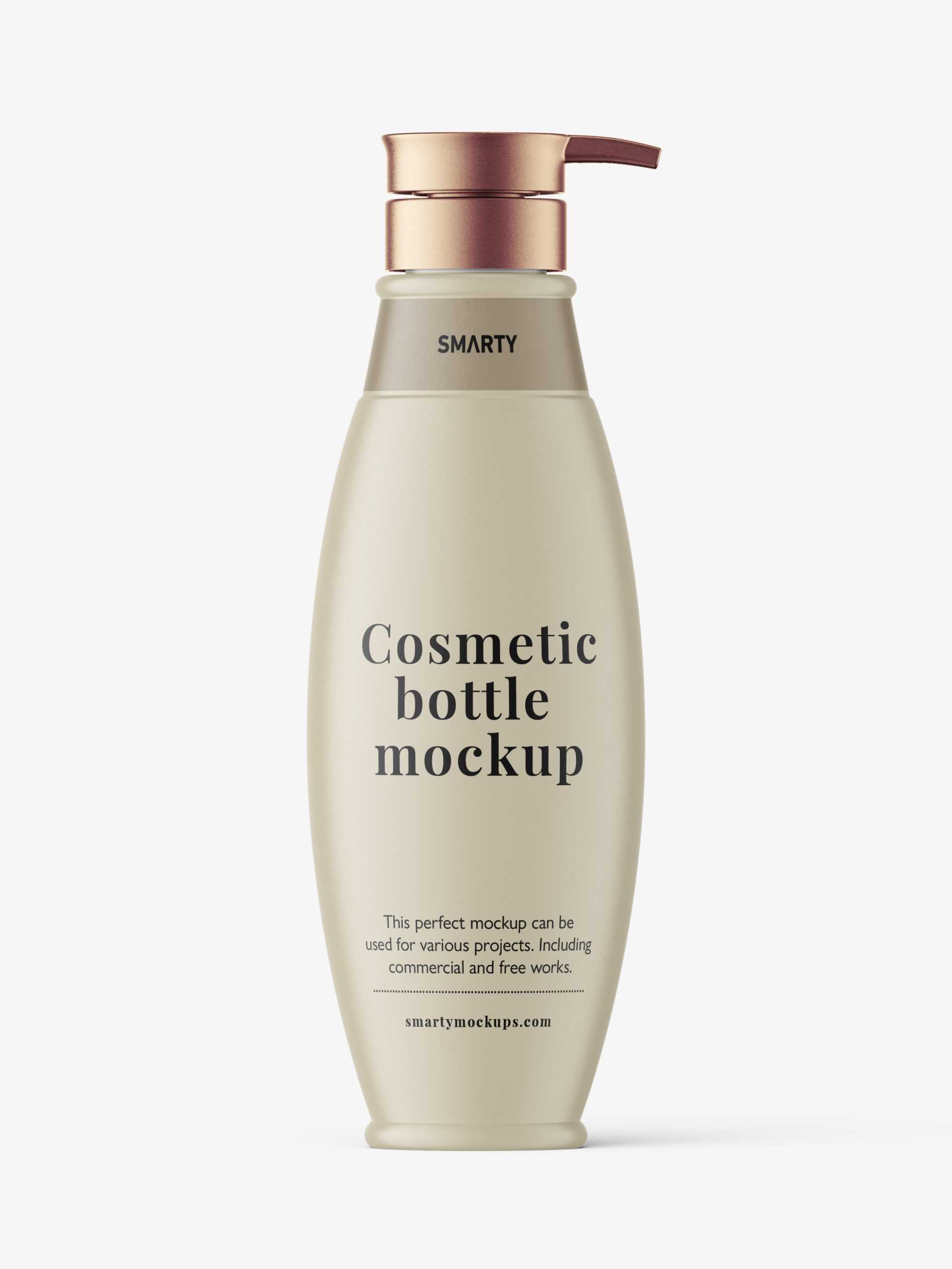 Matt oval bottle with a pump mockup