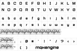 Mapa de caracteres da fonte Maxengine Font | 1001 Free Fonts