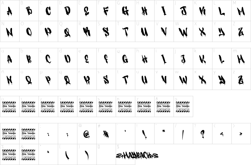 Mapa de caracteres da fonte Maybach Font | 1001 Free Fonts