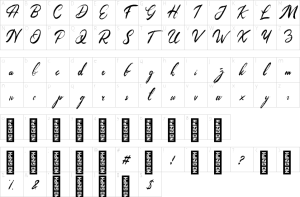 Mapa de caracteres da fonte Meadows Font | 1001 Free Fonts
