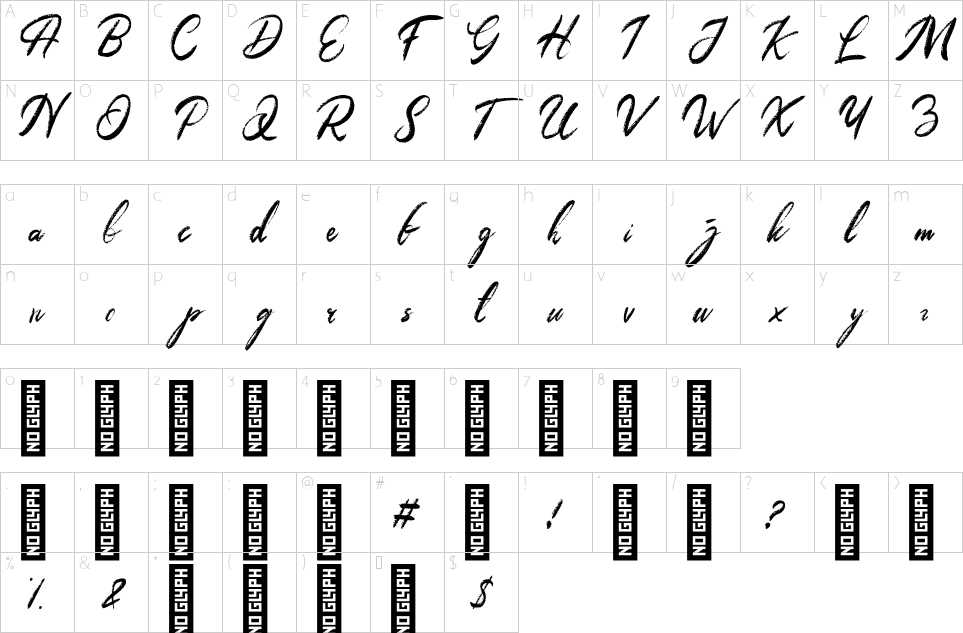 Mapa de caracteres da fonte Meadows Font | 1001 Free Fonts