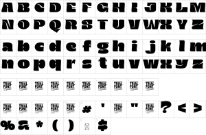 Mapa de caracteres da fonte Medium Unique Font | 1001 Free Fonts