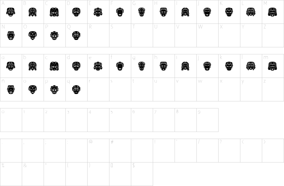 Mapa de caracteres da fonte Meine Font | 1001 Free Fonts