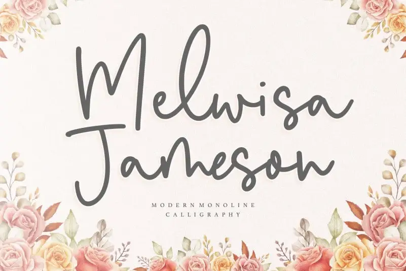 Melwisa Jameson Monoline Calligraphy Font