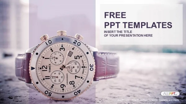 Men’s watch with leather strap PowerPoint Templates