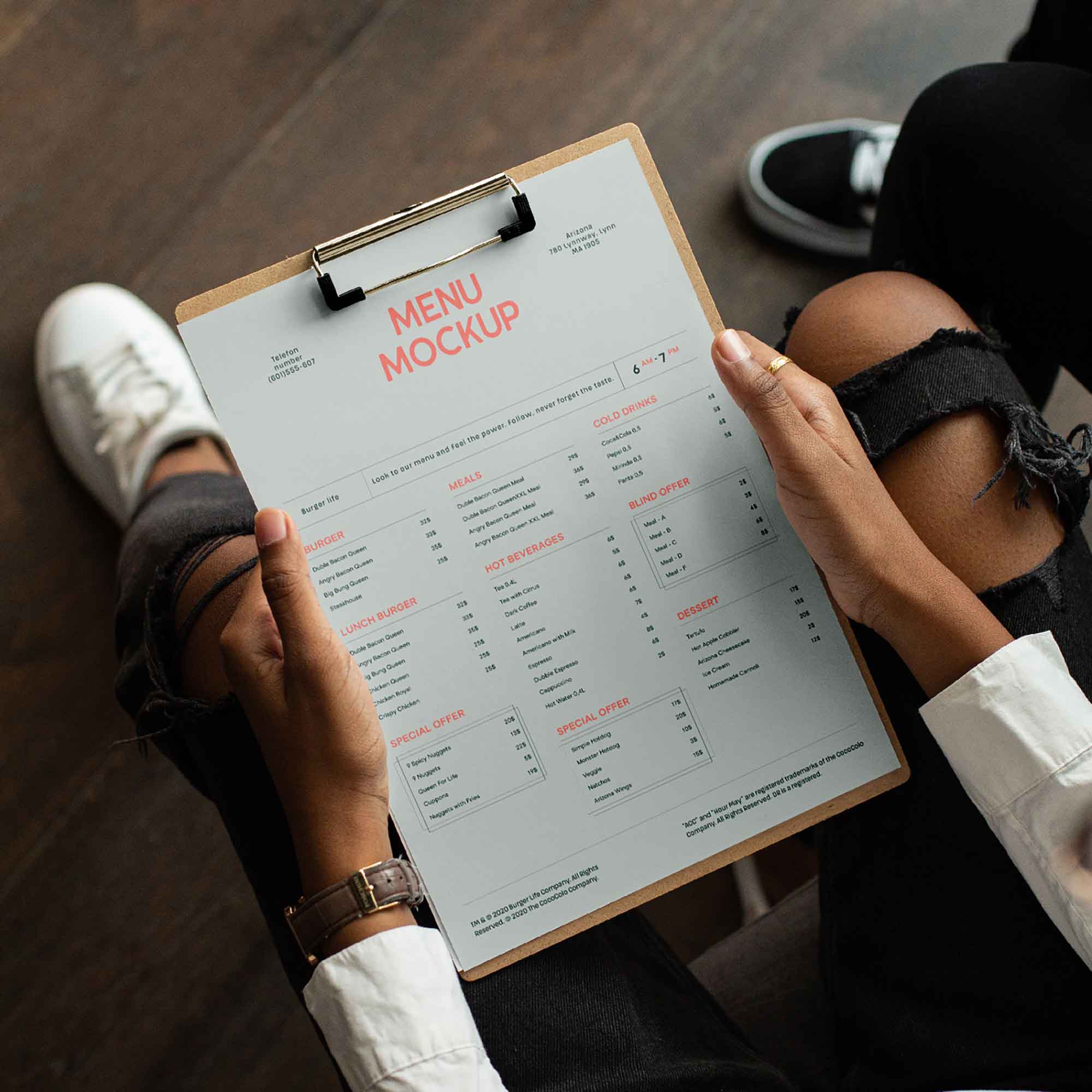 Menu in Hands Mockup