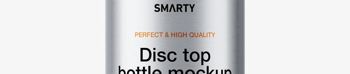 Metallic bottle with disc top lid mockup