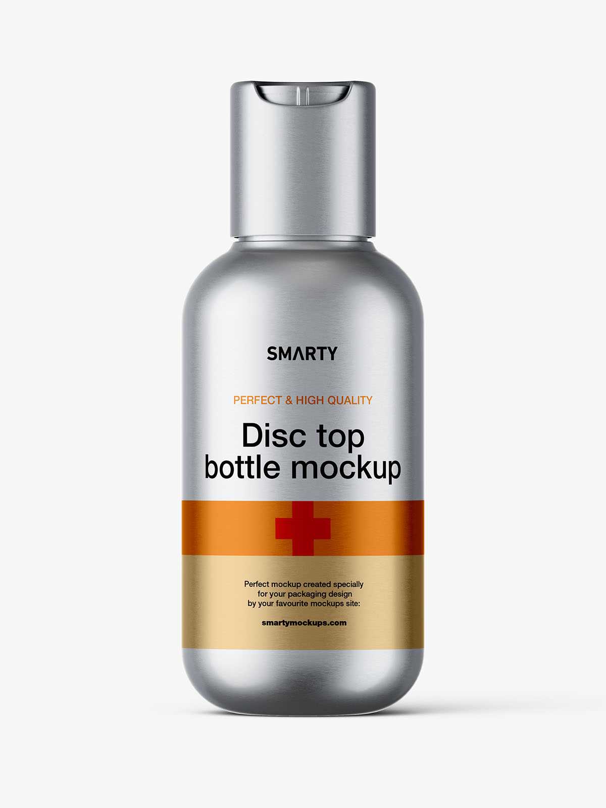 Metallic bottle with disc top lid mockup