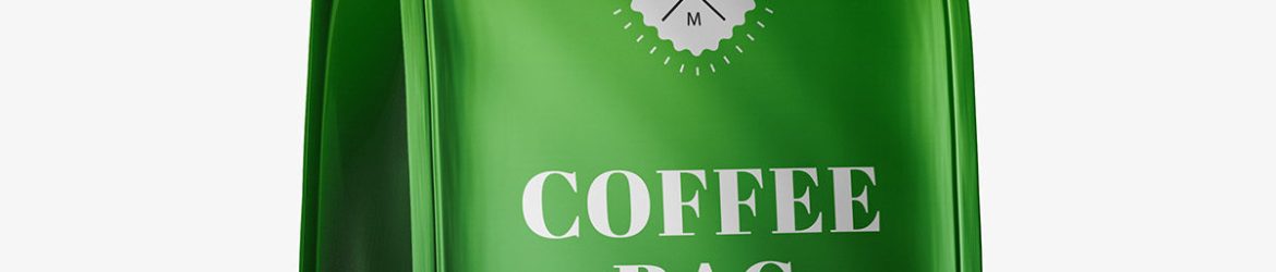 Metallic coffee bag mockup