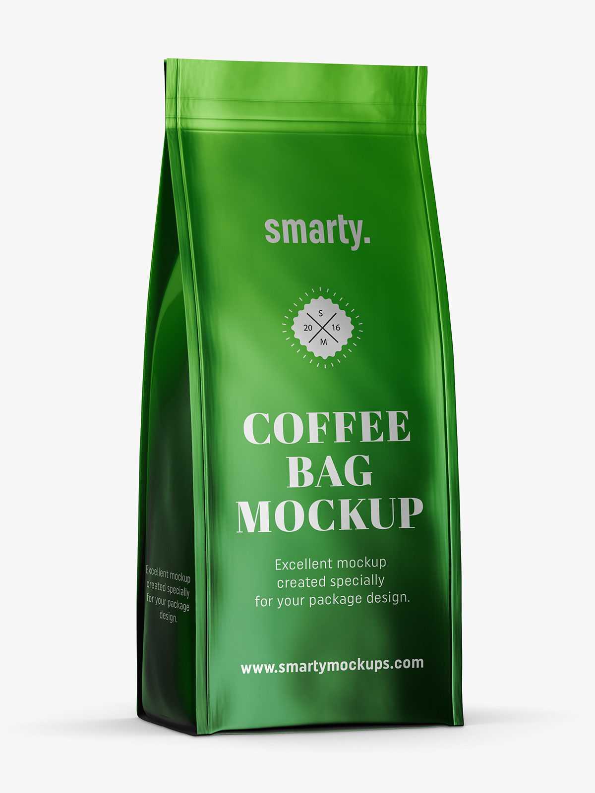 Metallic coffee bag mockup