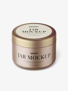 Metallic cream jar mockup / top view