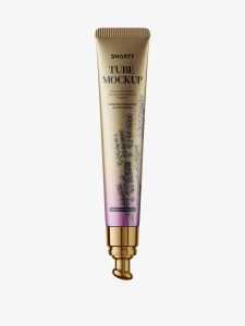 Metallic eye cream tube mockup