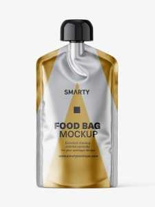 Metallic food sachet mockup