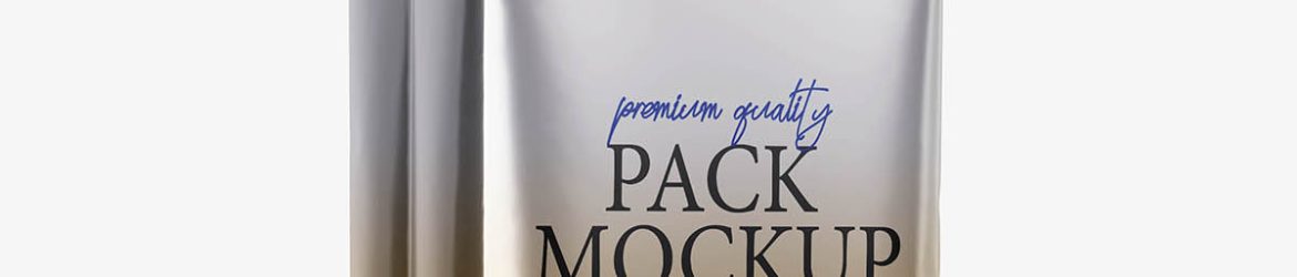 Metallic gusseted food bag mockup Metallic gusseted food bag mockup